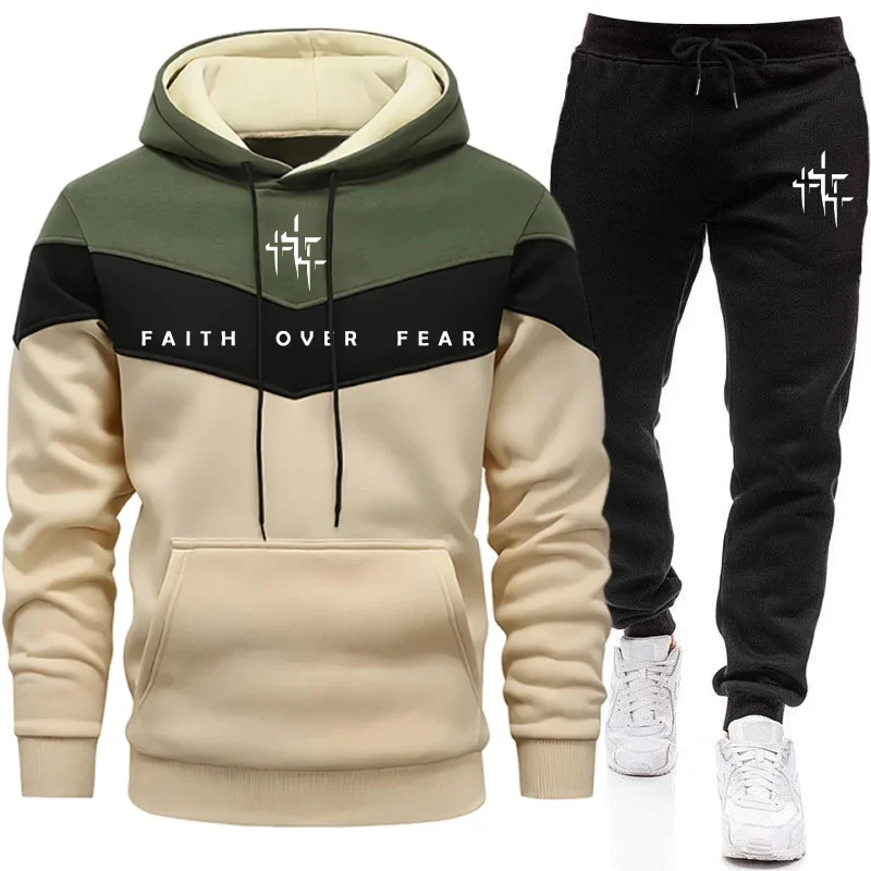 Men'S Fashion Designer - Conjunto Masculino Faith Over Fear: Moletom