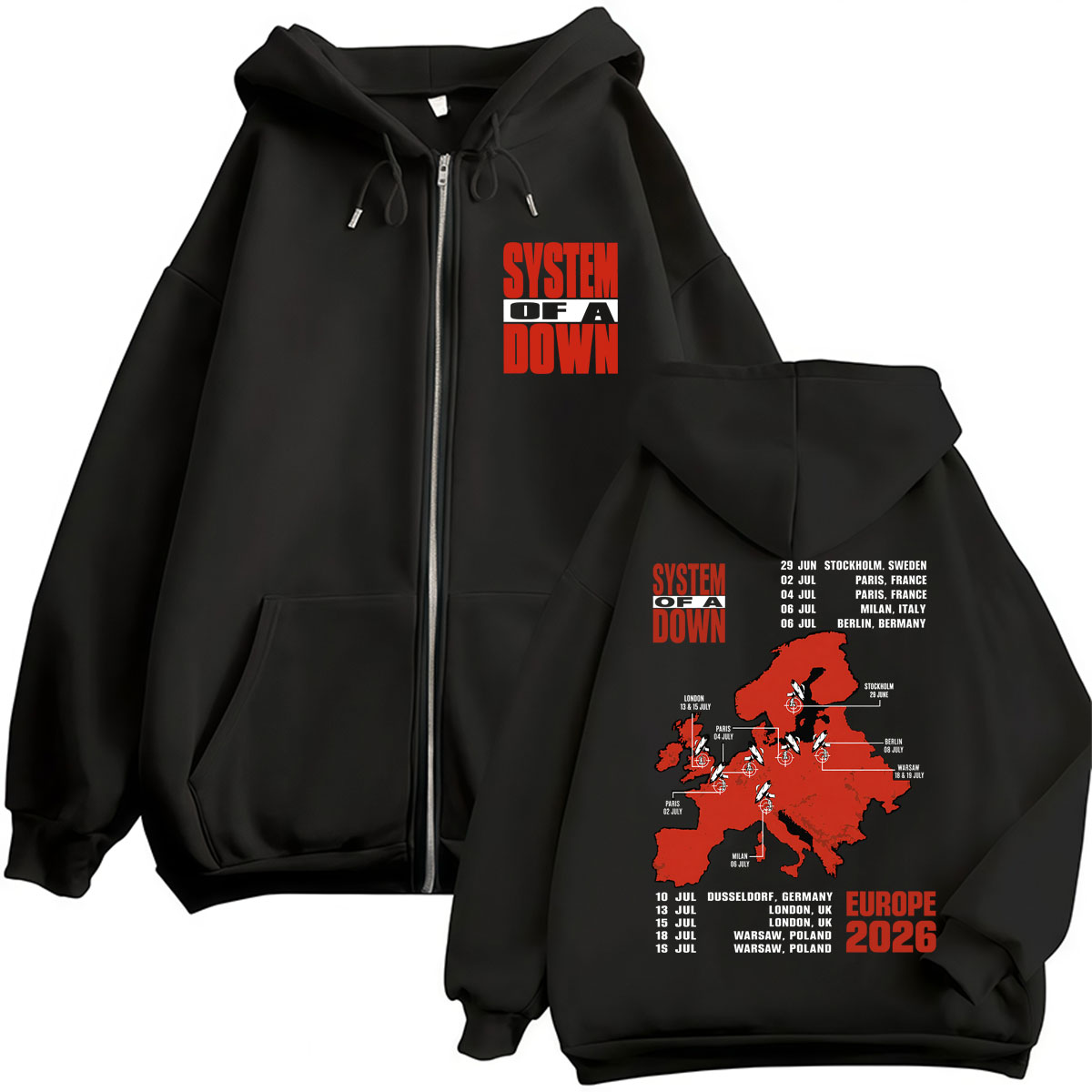 Men'S Fashion Uk 2026 - Moletom com Zíper System of A