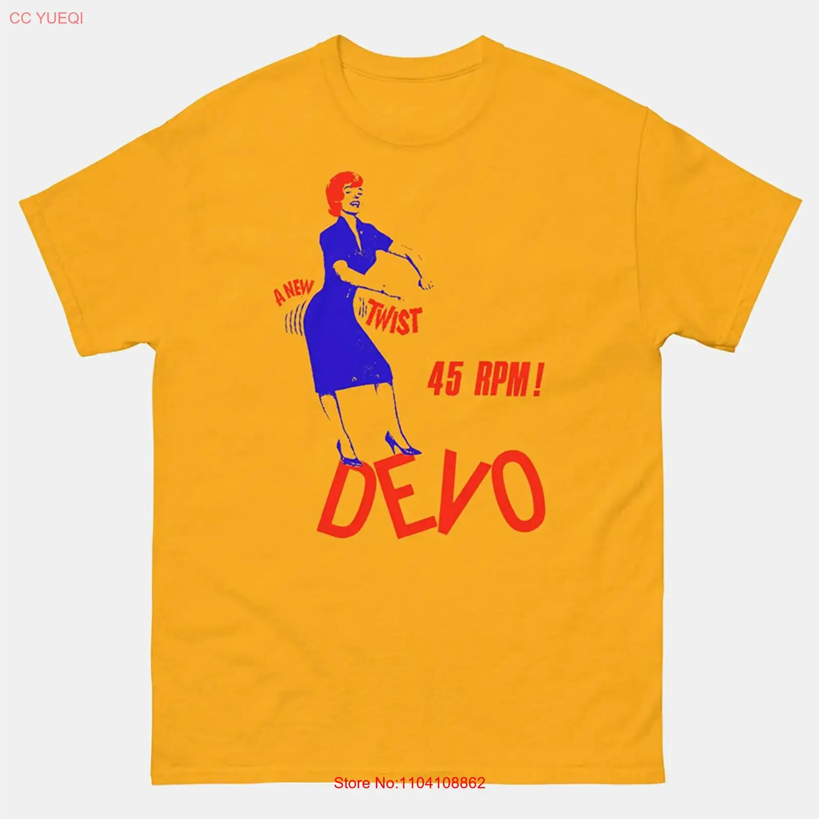 Yellow Men'S Fashion - Camiseta Amarela DEVO Band com um