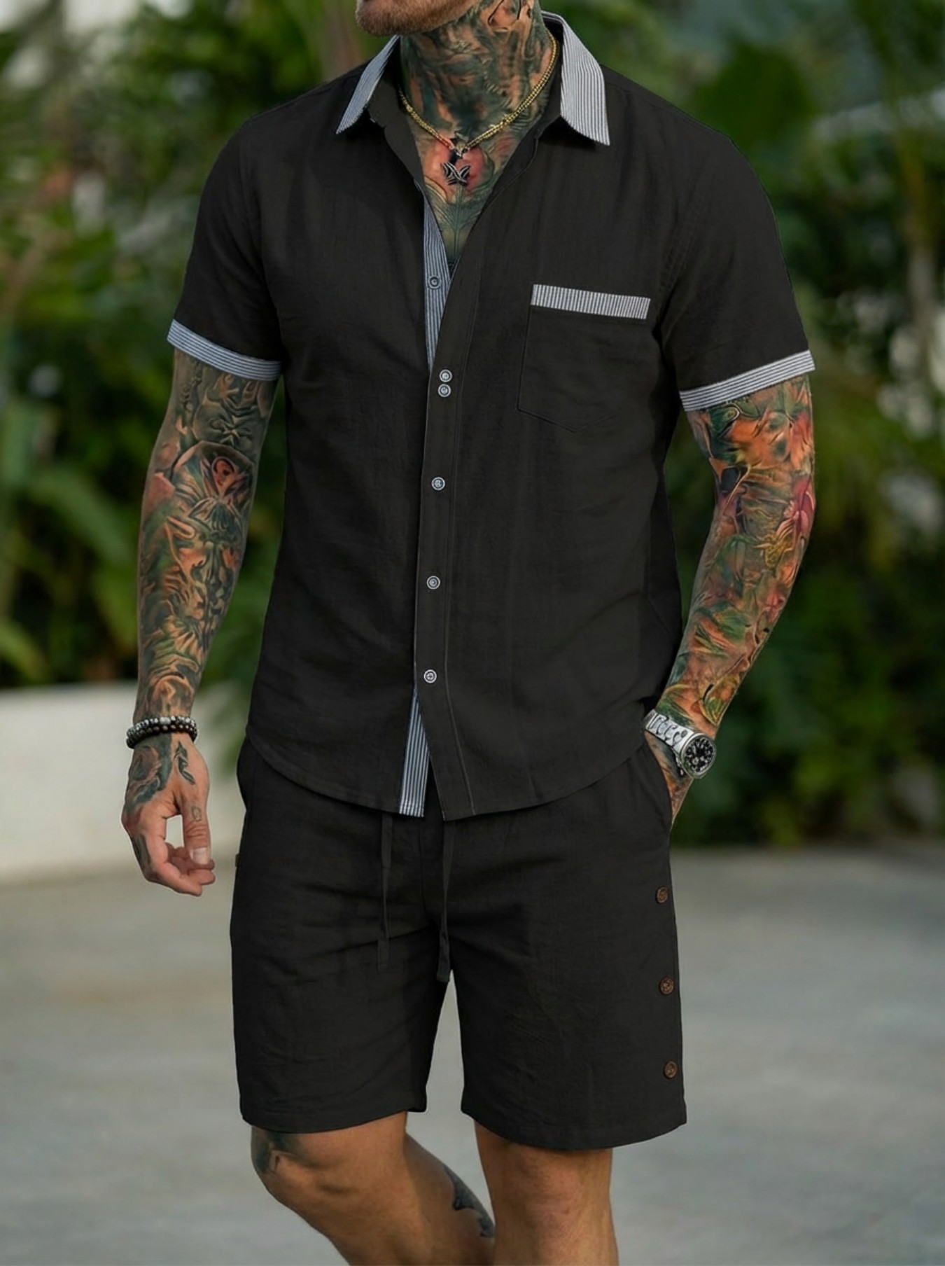 Men'S Fashion Designer - Conjunto Masculino de Camisa Estilo Cubano
