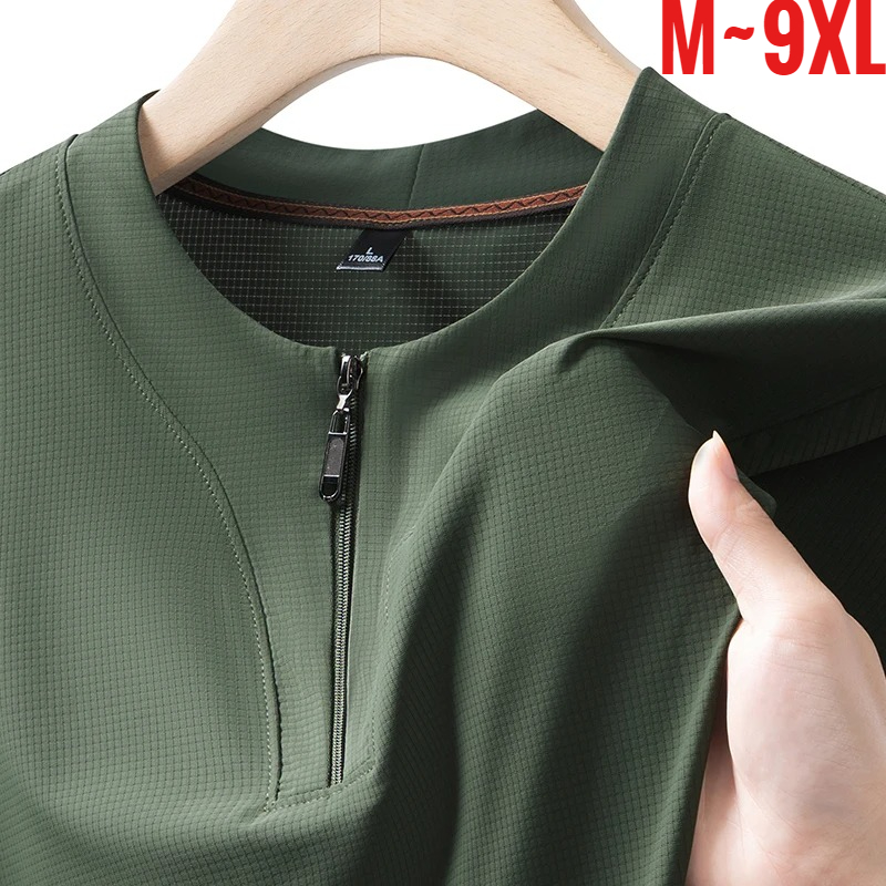 Mens Fashion Zip Up - Camiseta Henley Masculina Tamanho Grande 9XL