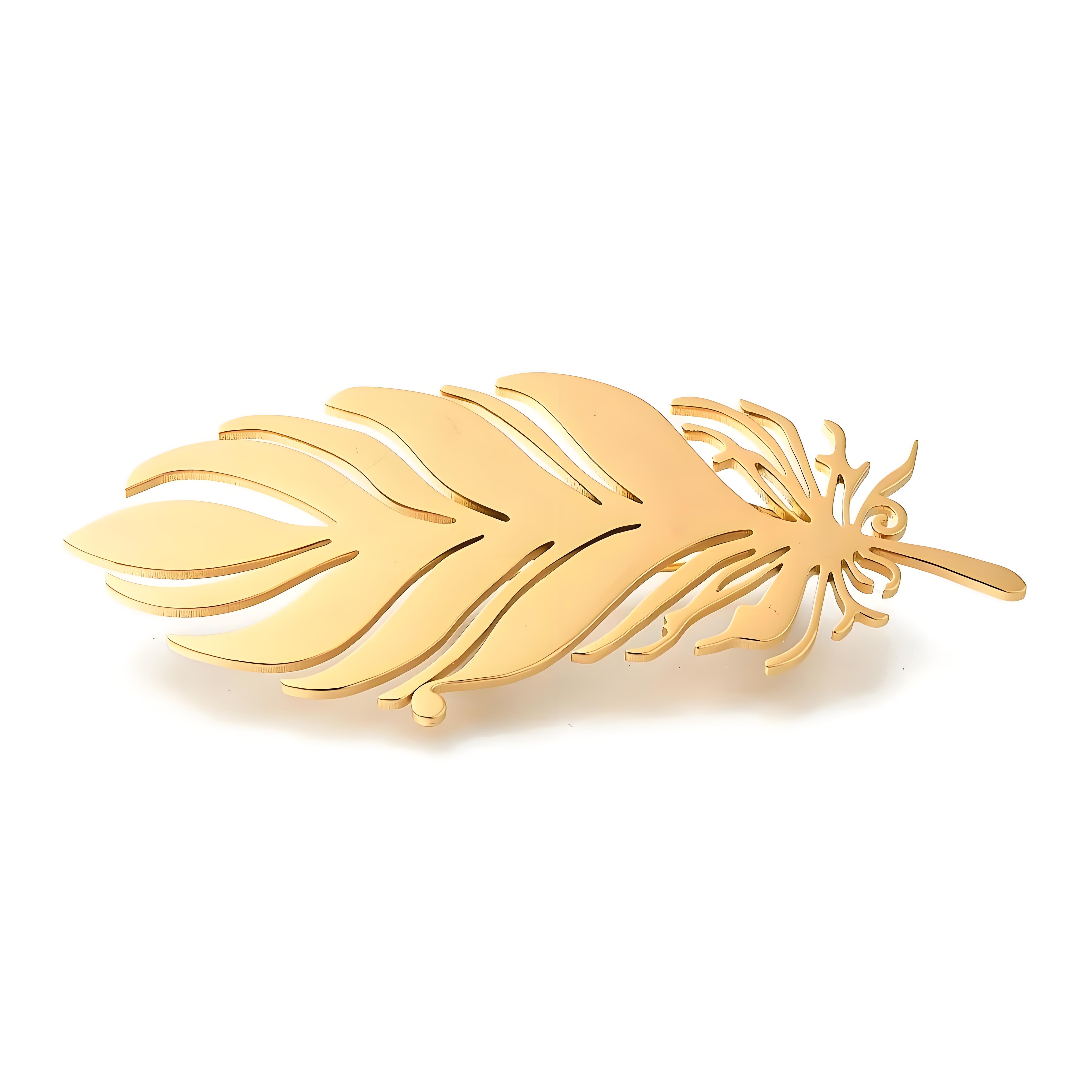 Yellow Men'S Fashion - Broche de penas banhado a ouro,