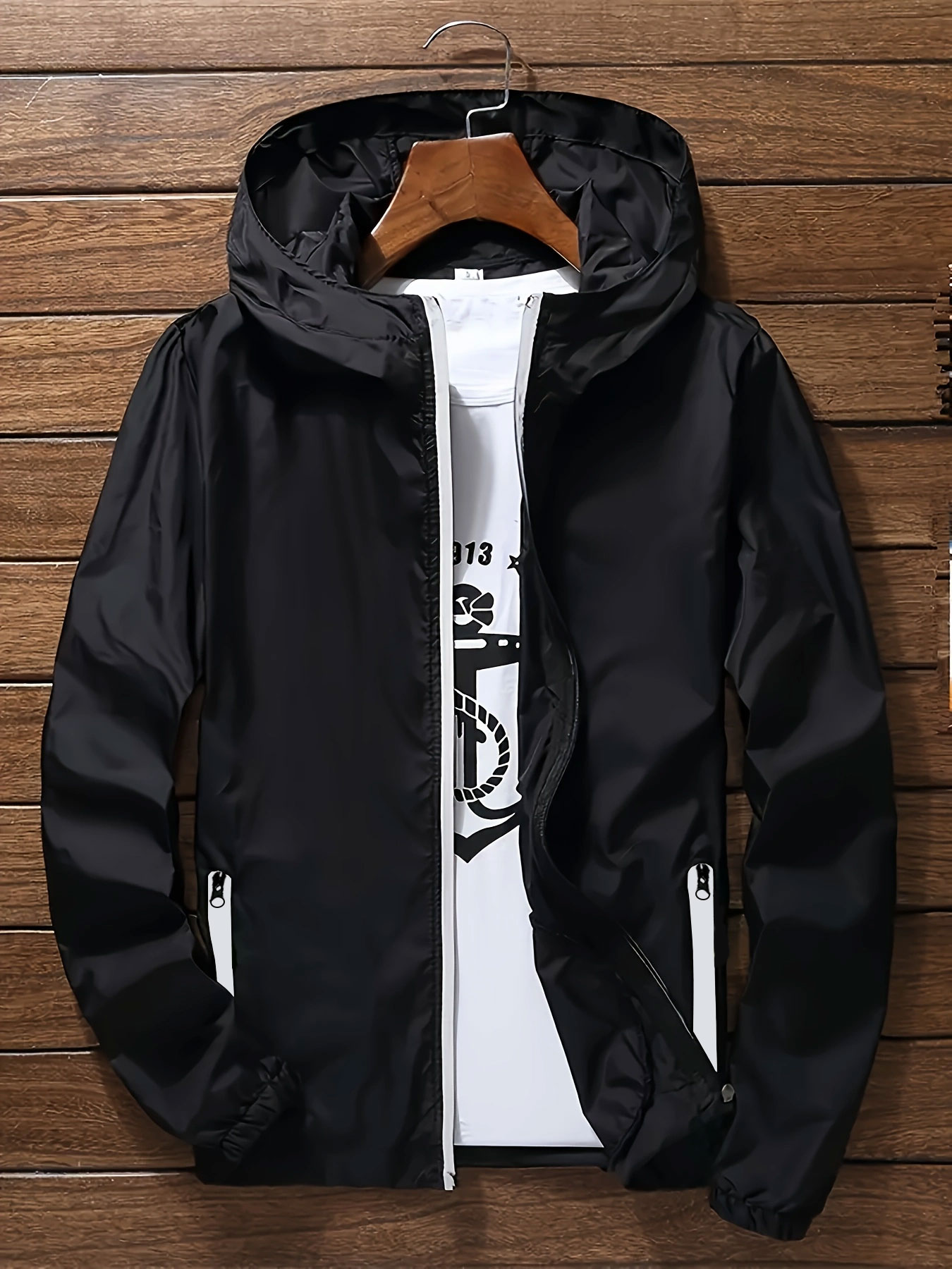 Mens Fashion Zip Up - Jaqueta Corta-Vento Masculina Premium Leve com