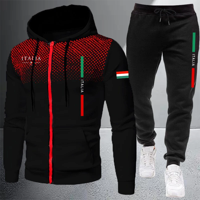 Conjunto de Moletom Masculino  - Mens Fashion Zip Up avaliação e preço