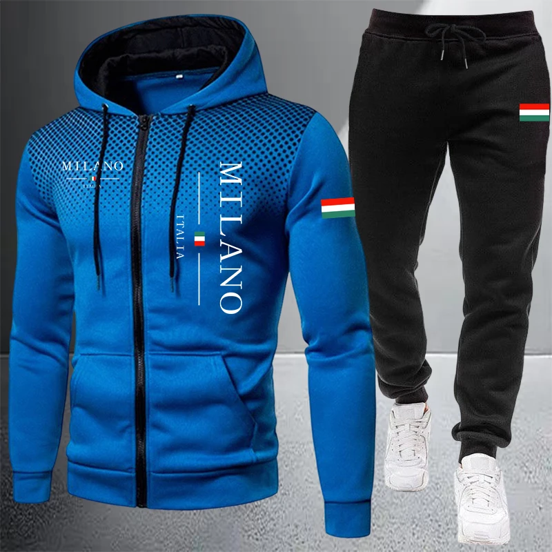 Conjunto de Moletom Masculino  - Mens Fashion Zip Up avaliação e preço