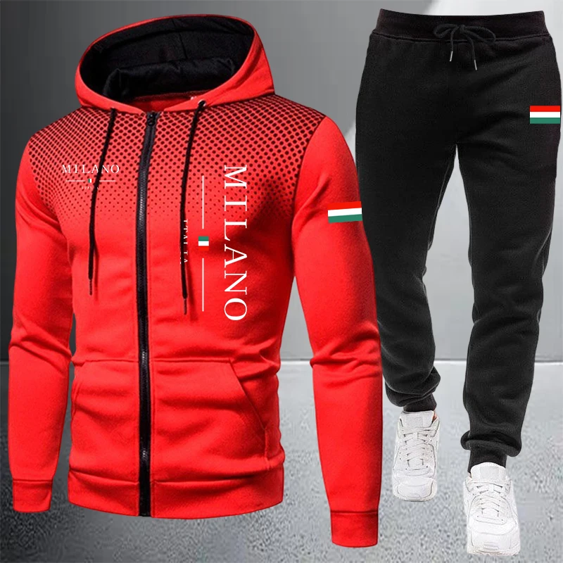 Conjunto de Moletom Masculino  - Mens Fashion Zip Up avaliação e preço