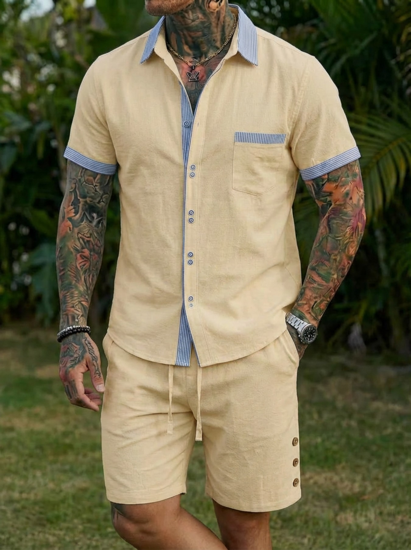 Conjunto Masculino de Camisa E - Men'S Fashion Designer avaliação e preço