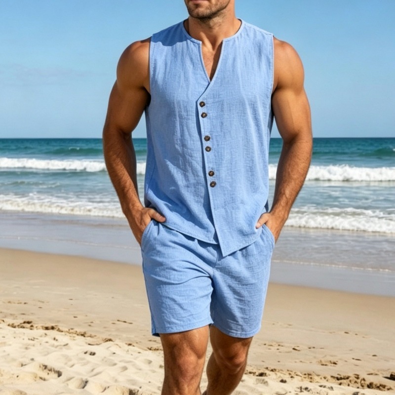 Conjunto de Camiseta Sem Manga - Linen Shirt Summer avaliação e preço