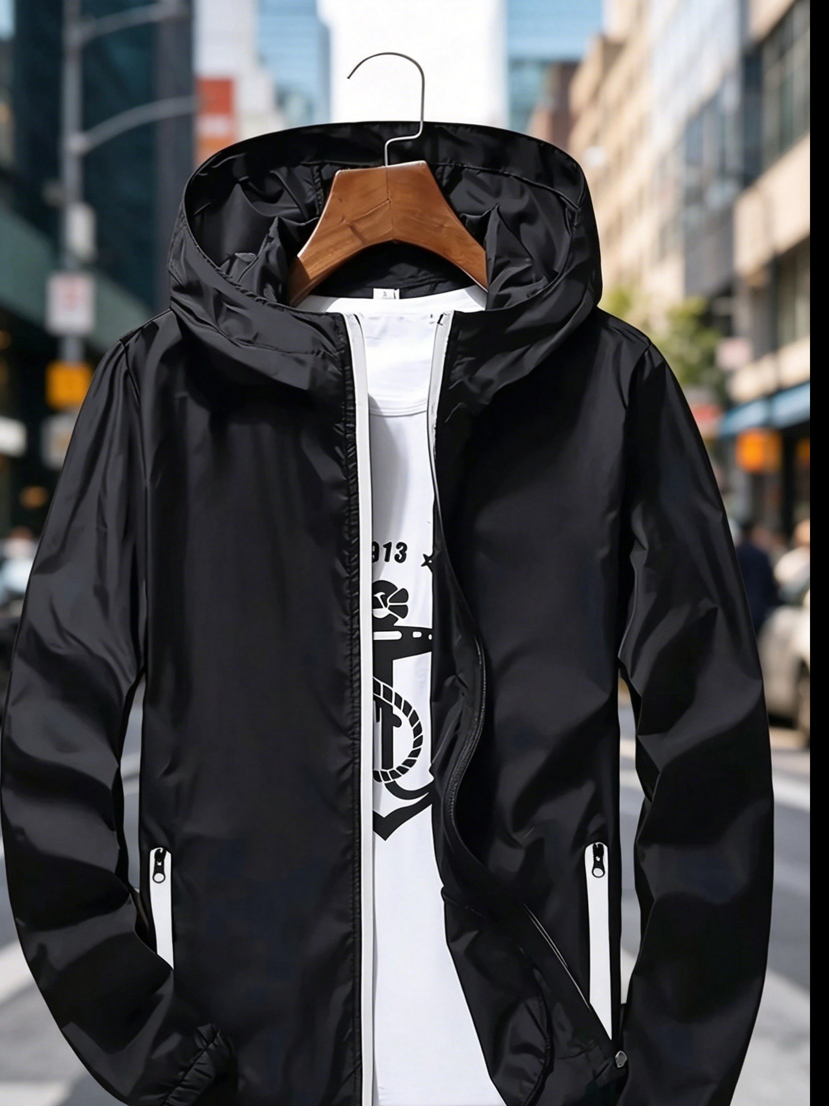 Jaqueta Corta-Vento Masculina  - Mens Fashion Zip Up avaliação e preço