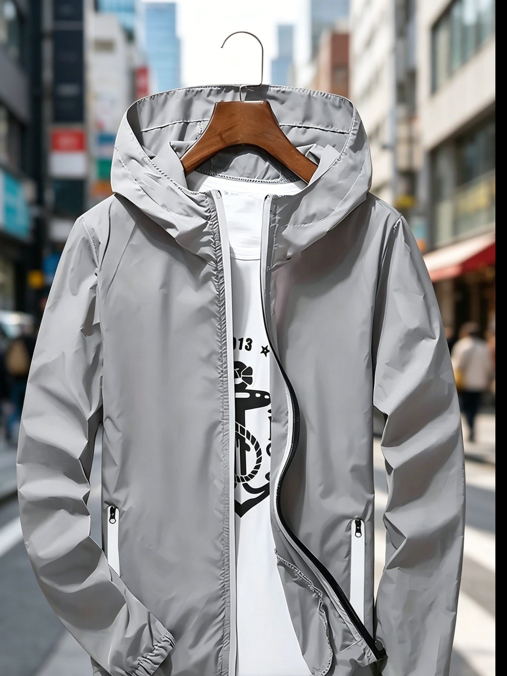 Jaqueta Corta-Vento Masculina  - Mens Fashion Zip Up avaliação e preço
