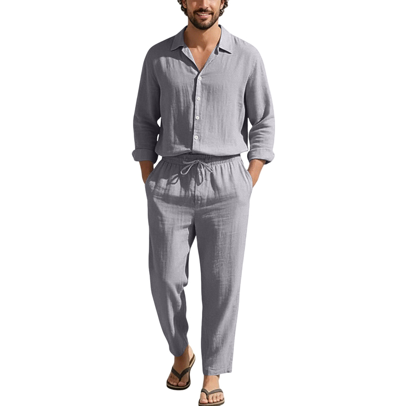 Conjuntos Casuais de Linho Pri - Linen Shirt Summer avaliação e preço